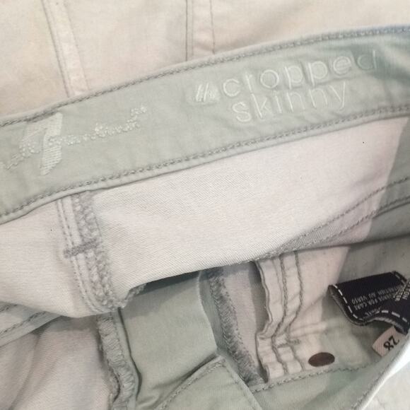 7 for all mankind Mid Rise Cropped Skinny Mint Green Jeans Women's Size 28 - Picture 8 of 10